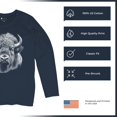 thumbnail image 6 of Bison Portrait Women's Long Sleeve T-shirt American Buffalo Head Western Wildlife Nature Majestic Bull Symbol of Strength, 6 of 7