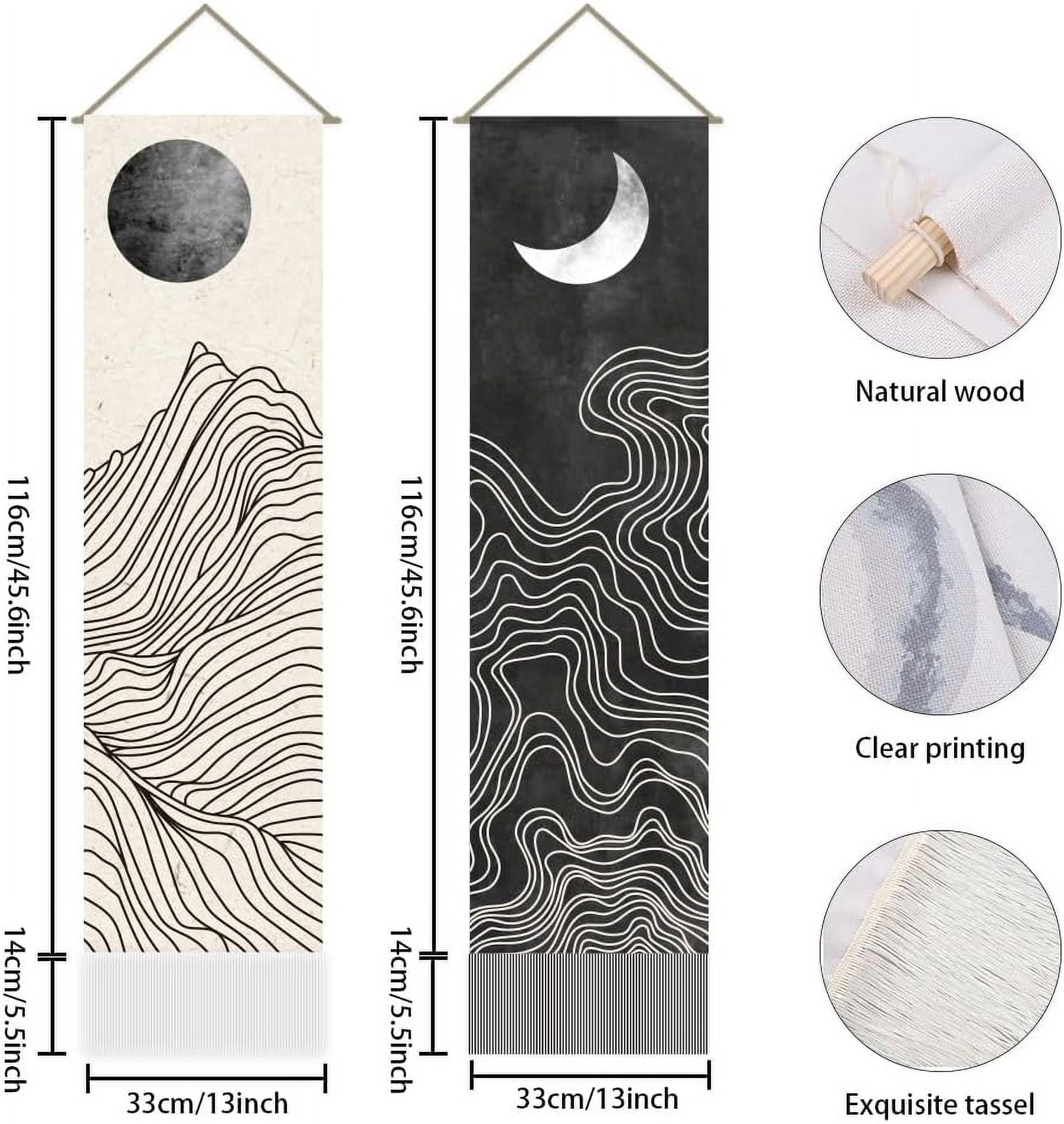 2pcs Boho Line Sun and Moon Tapestry