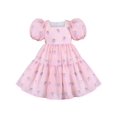 thumbnail image 1 of Robe Fille Broderie Rose Col Carré Manches Courtes Bouffantes 10 Ans, 1 of 6