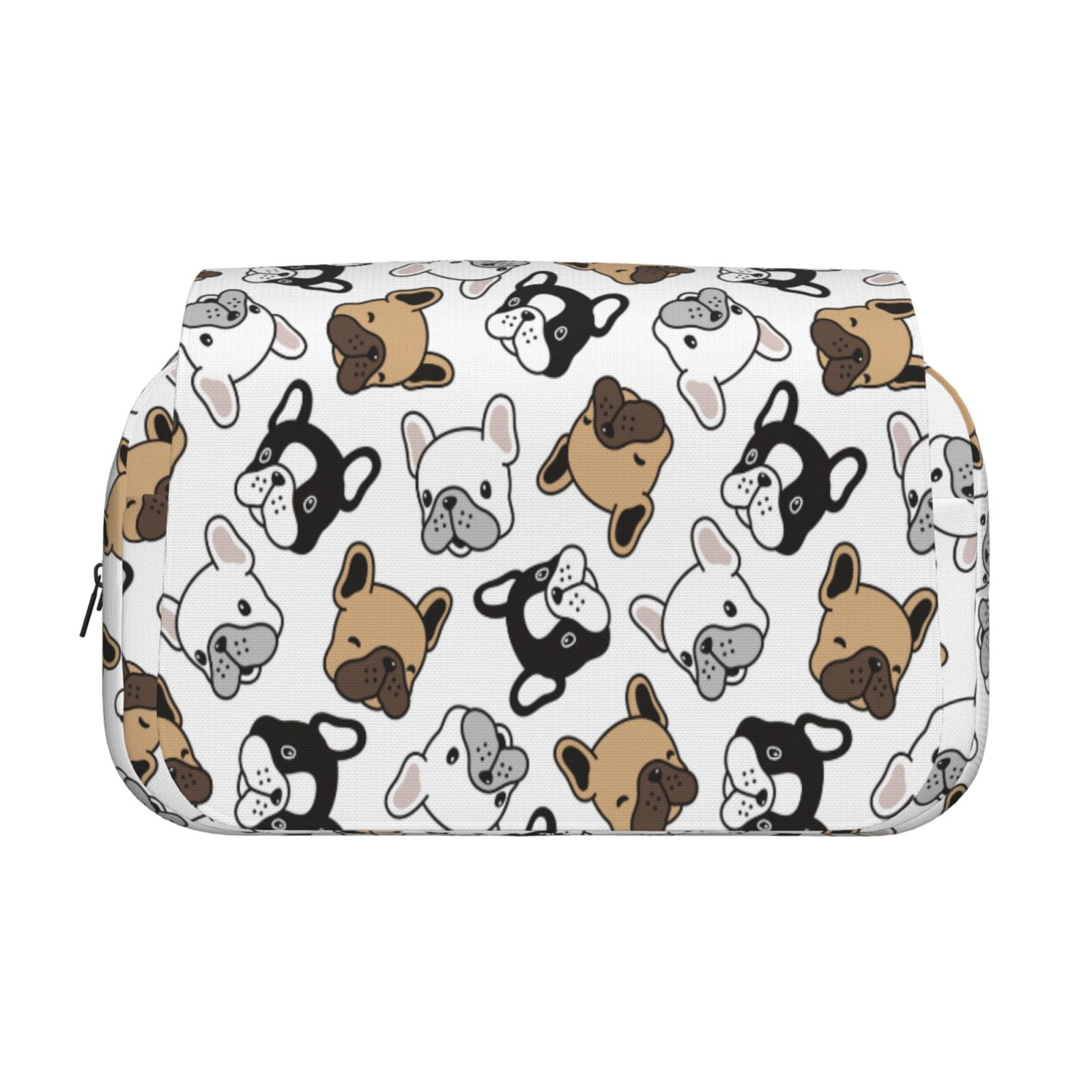 Rateoe French Bulldog3 Pattern Double Clamshell Pen Case, Storage Organizer with Two Zipper Compartments– Holds Up to 50 Pencils & Pens