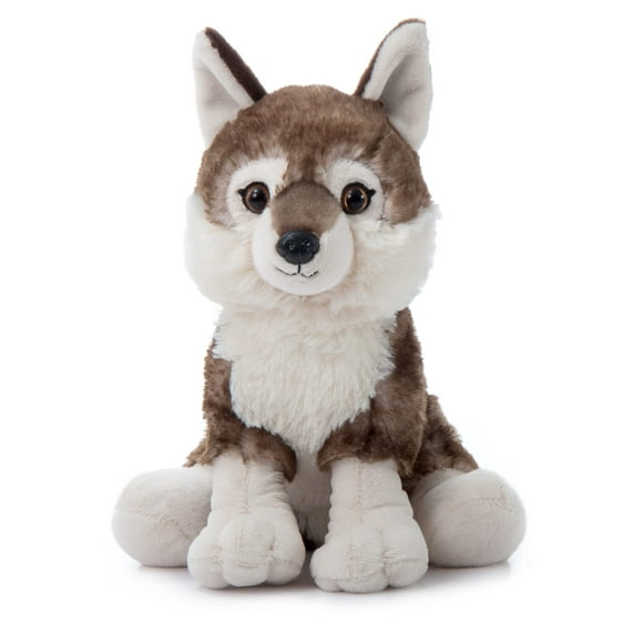 The Petting Zoo Timber Wolf Stuffed Animal, Gifts for Kids, Wild Onez Zoo Animals, Timber Wolf Plush Toy Sitting 12 inches