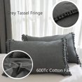 thumbnail image 4 of LANPEI Duvet Cover Set, Grey Tassel Fringe Duvet Cover Set Queen, 3-Piece Bohemian Bedding Set 100% Washed Cotton with Zipper Close & Corner Ties, 4 of 8