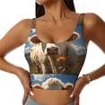 thumbnail image 1 of Balery Daisy Meadow Cow Sujetadores deportivos con espalda cruzada para mujer, acolchados, sin costuras, de alto impacto, ideales para yoga, gimnasio, entrenamiento y fitness.-, 1 of 8