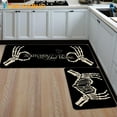 thumbnail image 4 of Happy Haloween Kitchen Mat Set of 2,Funny Black Skull Kitchen Rug Holiday Decorative Anti Fatigue Waterproof Stain Resistant Floor Rug Non Slip Cushioned Floor Mat 17x29 and 17x47 in, 4 of 6