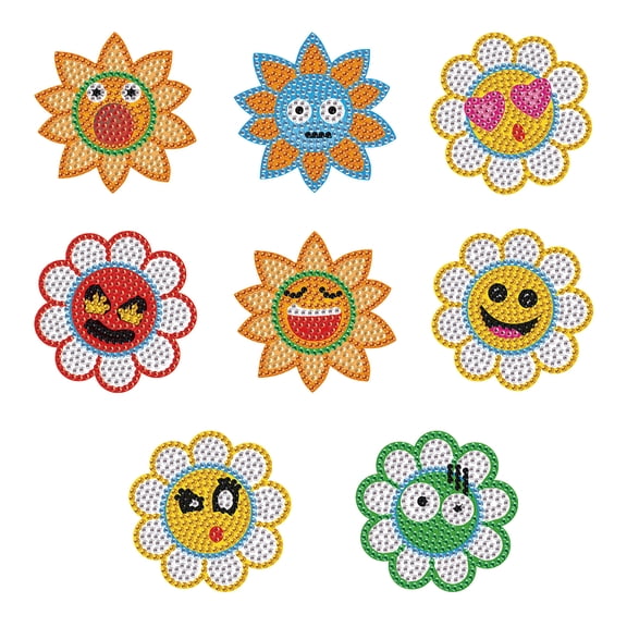 8pcs Diamond Painting Kit Fridge Magnets Flower-Shaped DIY Glitter Magnetic Stickers Creative Handmade Fridge Decorations Perfect for Kitchen Decor and Holiday Gifts