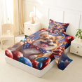 thumbnail image 2 of Homewish American Flag Dog Twin Sheets,Independence Day Bedding,Corgi Balloon Firework Decor,3-Piece,1 Fitted Sheet and 1 Pillowcase, 2 of 6
