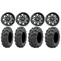 MSA Black Vibe 14" ATV Wheels 28" Mud Lite XL Tires Honda Rincon Yamaha Rhino Kawasaki Brute Force Suzuki KingQuad