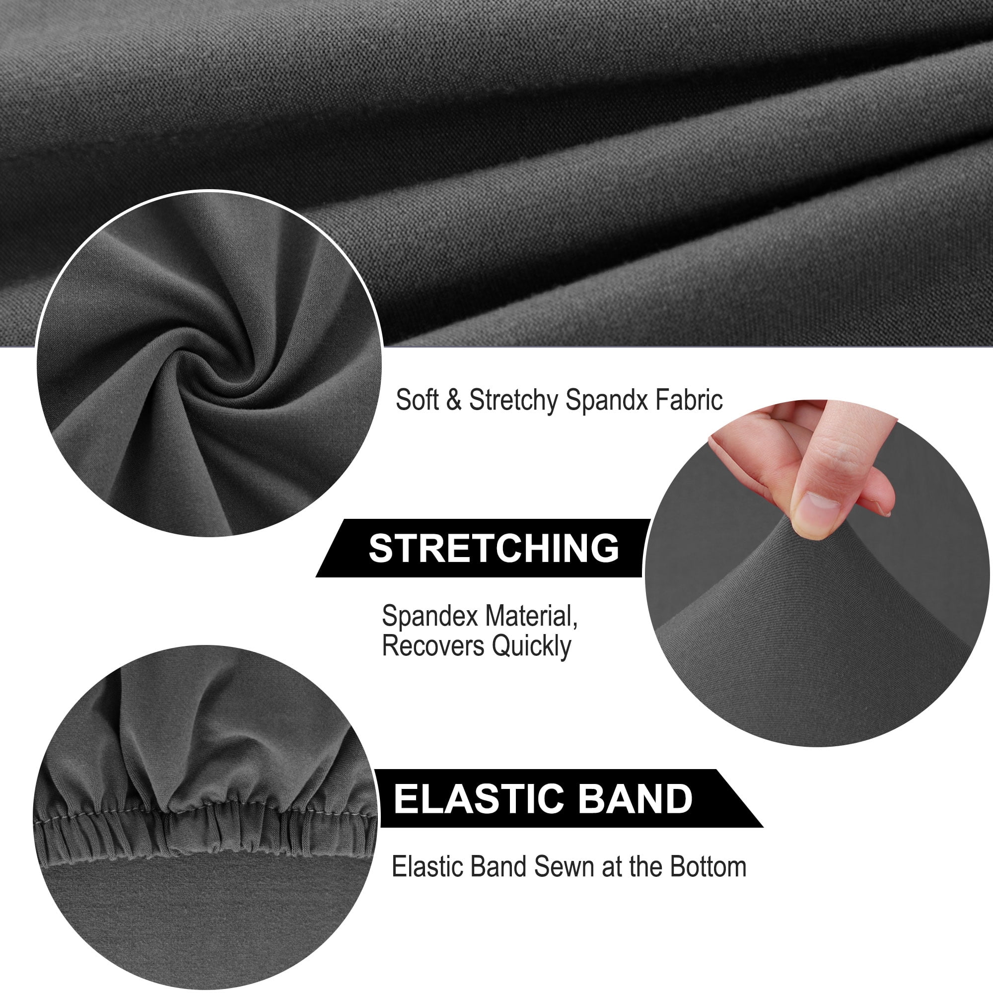 Unique Bargains Spandex Solid  Dining Chair Covers Protector Slipcovers Gray 6 Pcs