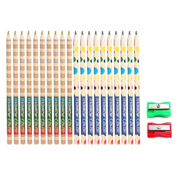 Square Silver Conjuntos de varillas gruesas de lápiz de madera con kits de sacapuntas para colorear dibujar bocetos