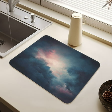 

Clouds Dense Sky Drying Mat Diatomaceous Earth Super Absorbent Non-slip Rubber Sole Heat Resistant 230 Degrees Fahrenheit 15.7×11.8in