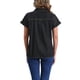 thumbnail image 3 of Camisa de mezclilla para mujer INSPIRE CHIC con cuello tipo polo, manga corta y botones, color negro, 3 of 6