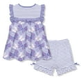 thumbnail image 2 of Millie Loves Lily Girls Orchid Butterfly Print Top and Stripe Short Set Big Girls,Size 10,2-PCS, 2 of 3