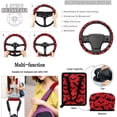 thumbnail image 7 of HUIACONG Red Black Bat Car Seat Covers Full Set 14 Pcs Halloween Automotive Interior Accessories Universal Fit with Steering Wheel Cover Armrest Cover Seat Belt Pads Headrest Cover, 7 of 7