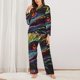 thumbnail image 2 of Fotbe Colorful Dragon Head Profile Conjunto de Pijama de Manga Larga para Mujer con Estampado, Ropa de Dormir de 2 Piezas, Conjunto de Casa Suave y Cómodo con Bolsillos-Medium, 2 of 7