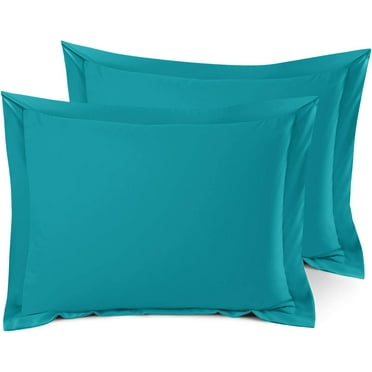 Soft Pillow Shams Set of 2 - Double Brushed Microfiber Pillow Covers - Hotel Style Premium Bed Pillow Cases King Size, Turquoise