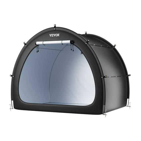 Outdoor Bike Storage Tent Fan-Shaped Waterproof Shelter for 4-5 Bikes, Reinforced Fiberglass Frame, Ventilated Design, Sunshade Coating, Foldable Portable Bicycle Garage for Backyard or Camping