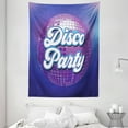 thumbnail image 1 of 70s Party Decorations Tapestry, Retro Lettering on Disco Ball Night Club Theme Dance and Music, Wall Hanging for Bedroom Living Room Dorm Decor, 60W X 80L Inches, Purple Blue White, by Ambesonne, 1 of 2