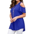 thumbnail image 1 of CNKOO T-shirt Manches Courtes Manches Courtes Manches Froides Manches Courtes pour Femmes Tops Chemisier en Vrac Chemises Col Chemisier en Vrac Été T-shirt Basique, 1 of 5