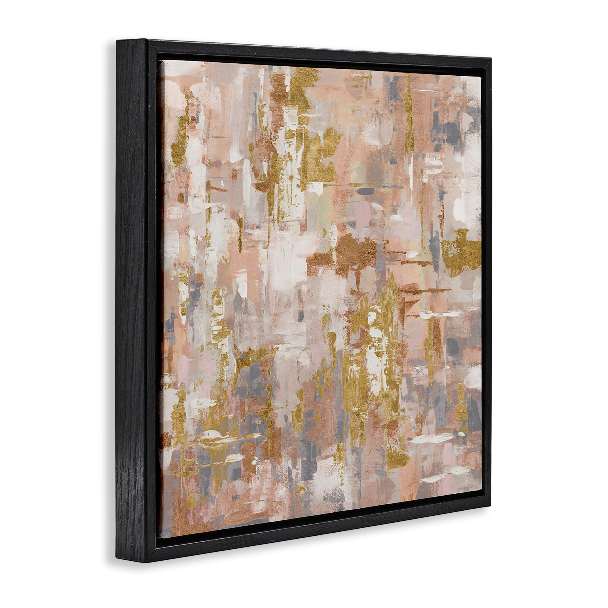 Stupell Industries Abstract with Paint Streaks Abstract Painting Black Floater Framed Canvas Art Print Wall Art, 18 x 18