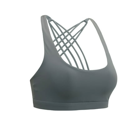 

TureClos Women Girls Cross Back Strape Sports Bras Seamless Fitness Solid Color Bra