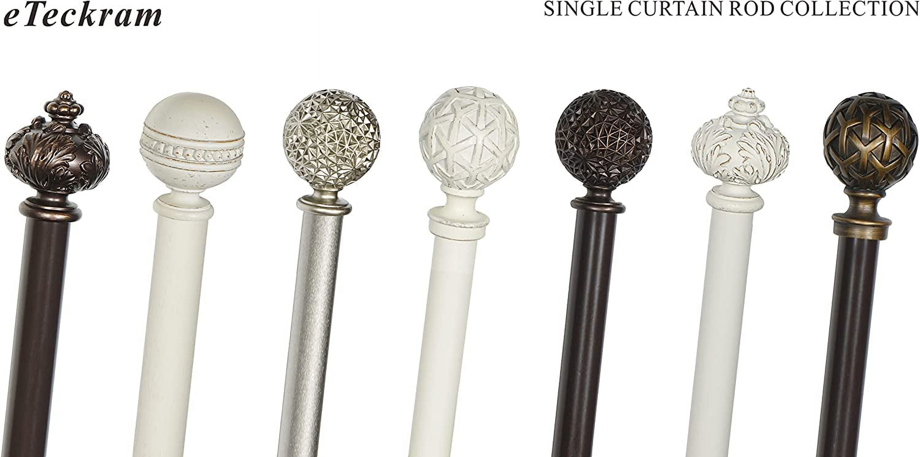 eTeckram 1" Curtain Rod with Torre Finials - 84" to 120", Pewter