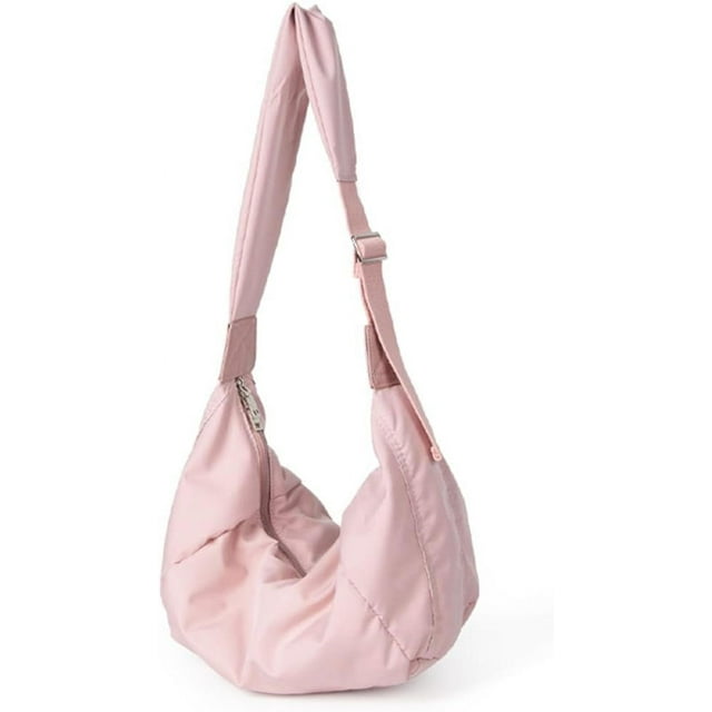 LHSHID Nylon Tote Bag for Women Puffer Crossbody Bag Lightweight Shoulder Bag Padded Hobo Crescent Bag Dumpling Bag