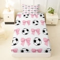 thumbnail image 3 of Erosebridal Soccer Ball Games Twin Sheet Sets For Kids,Kawaii Bowknot Bows Bedding For Kids Girls 3-Piece, 3 of 6