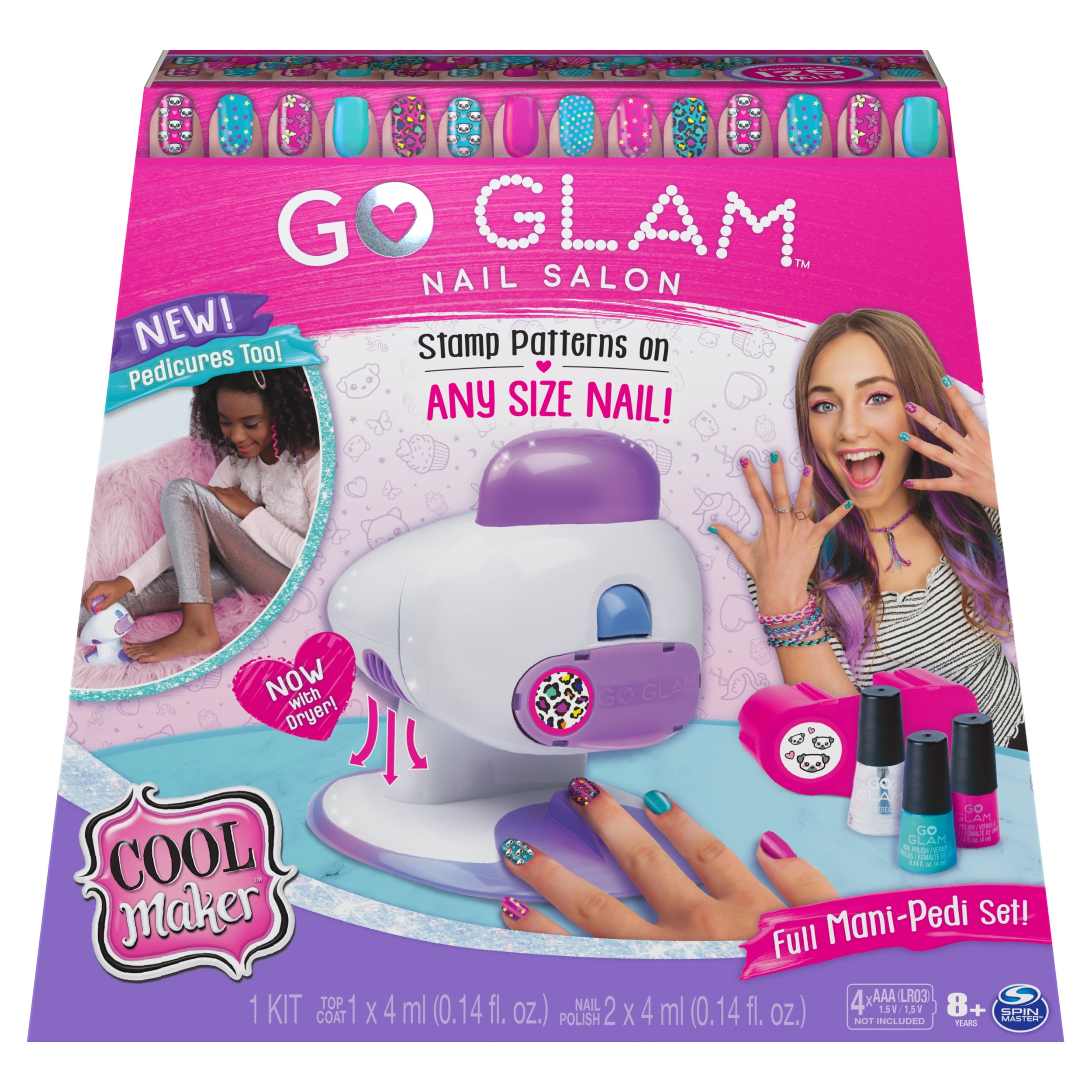 Cool Maker, GO GLAM Nail Stamper Salon for Manicures and Pedicures with 5 Patterns and Nail Dryer