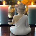 thumbnail image 5 of Coastal Buddha Figurine, Beige with White Drapery, Teaching Pose, Hand Cast Resin, 7.75 Inches Tall, Water Resistant, 5 of 5