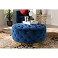 thumbnail image 4 of Baxton Studio Sasha Glam and Luxe Royal Blue Velvet Fabric Upholstered Gold Finished Round Cocktail Ottoman, 4 of 6