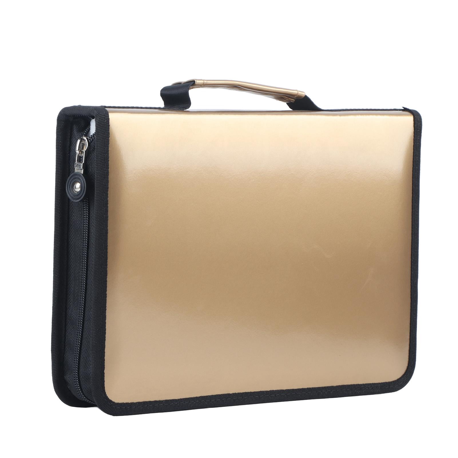 Rupoun 150‑Slot PU Leather & Fabric Pencil Case, Gold – Durable Zipper Organizer with Handle