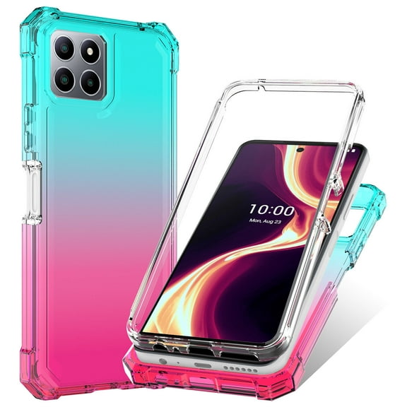 GW USA Case for Boost Celero 5G Plus 2023 7'' with [Tempered Glass Screen Protector], Front Frame, Rugged Drop Protection, Full-Body Protection Case for Celero 5G  Phone Case Cover - Pink/Purple