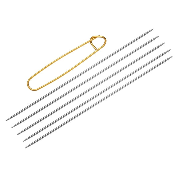 Uxcell 5Pcs Knitting Needle Size US 1 (2.25mm) Diameter 6 Inches Stainless Steel Double Pointed Needles with Stitch Holder