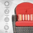 thumbnail image 4 of Outsunny Outdoor Rocking Chair with Seat and Back Cushion, Outdoor PE Rattan Garden Chair with Curved Armrests, for Porch, Backyard, Poolside, Red, 4 of 10