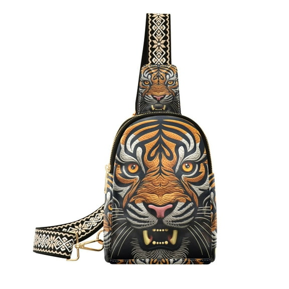 Tiger Head Crossbody Bags Backpack Chest Bag Shoulder Bag Waist Bag for Outdoor Travel Hiking Fitness Cycling