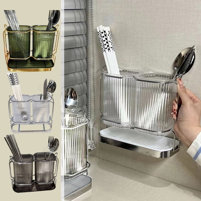 Barril de palillos chinos para excrementos, caja de almacenamiento de cucharas de cocina montada en la pared, estante de almacenamiento, canasta para palillos chinos, almacenamiento de Akmoler