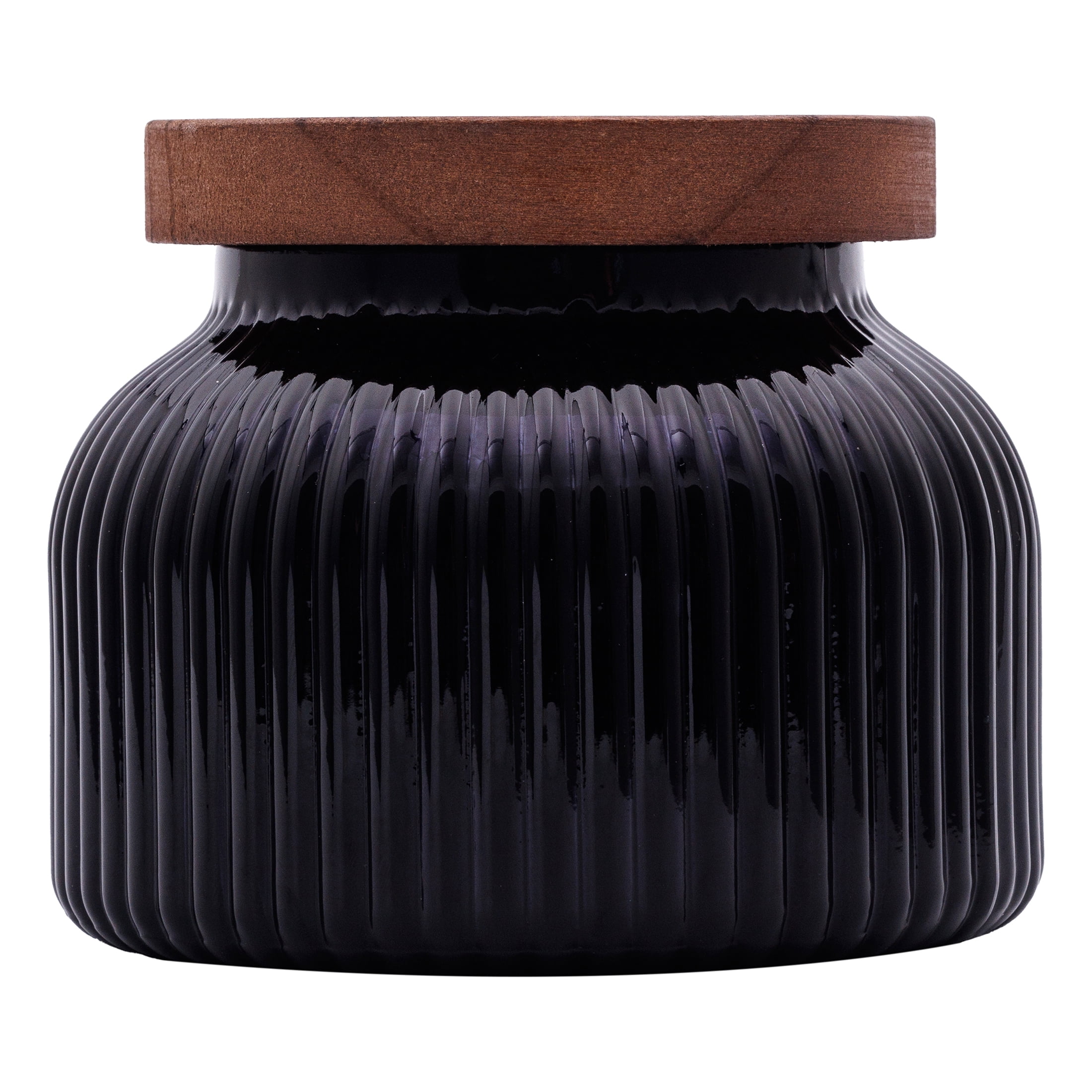 Better Homes & Gardens Warm Leathered Amber Jar Candle, 18 oz, 2 Cotton Wicks, Ribbed Mercury Glass Jar with Wooden Lid