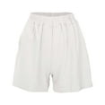 thumbnail image 3 of Hienoo Women's Linen Vintage Casual Shorts Solid High Waist Loose Fit Shorts, Sizes M-3XL, 3 of 4
