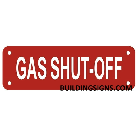 Gas Shut Off Sign (RED Reflective, Aluminium 2X6) (ref-2201)