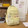 thumbnail image 3 of Foral School Backpack, Multi-layer Backpack with Star Pendant&Mini Pendant Bag, Lightweight Loptop Backpack for Middle School College, Yellow, 3 of 10