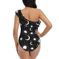 thumbnail image 6 of Yiaed Crescent and Stars Print Women One Piece Swimsuits Tummy Control One Shoulder Bathing Suits Pattern Ruffle Swimwear-Large, 6 of 8