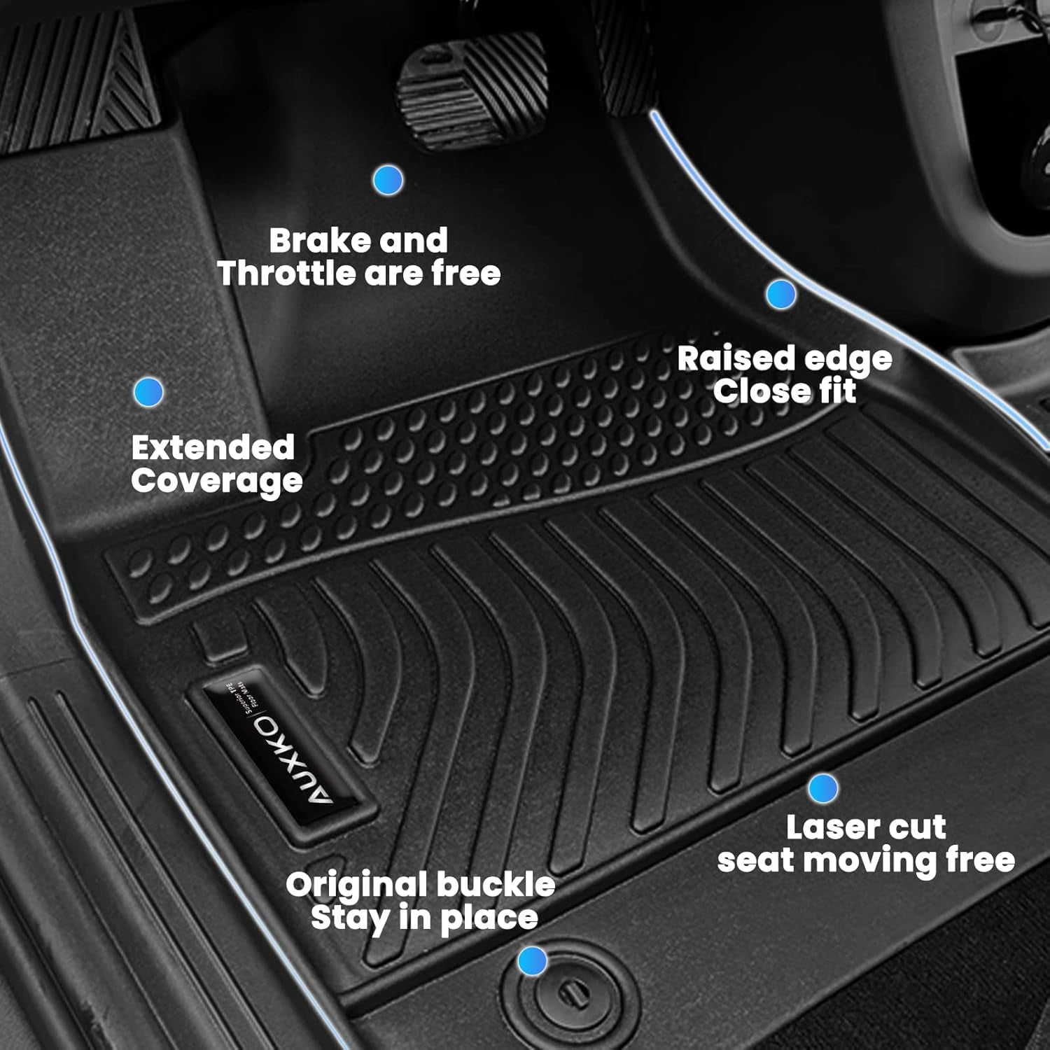 Auxko All Weather Floor Mats Fit for Ford Ranger 2026 2025 2024 TPE Rubber Liners Set Ranger Accessories All Season Guard Odorless Anti-Slip Floor Mats