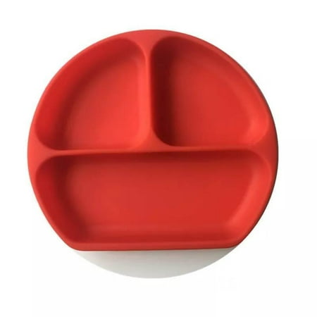 

Toddler Plates with Suction Cups - Baby Plates - 100% Silicone Shelves - BPA Free - Microwave Safe Easy to clean Red
