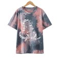 thumbnail image 4 of Blusa de Manga Corta Con Cuello Redondo Y Estampado de Corbata Suelta Informal Para Mujer Odeerbi ODB181104, 4 of 9