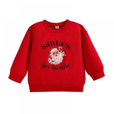 

Xmarks Toddler Baby Boy Girl Christmas Sweatshirt Crewneck Long Sleeve Pullover Sweater Letter Print Shirt Fall Clothes Red 4-5Y