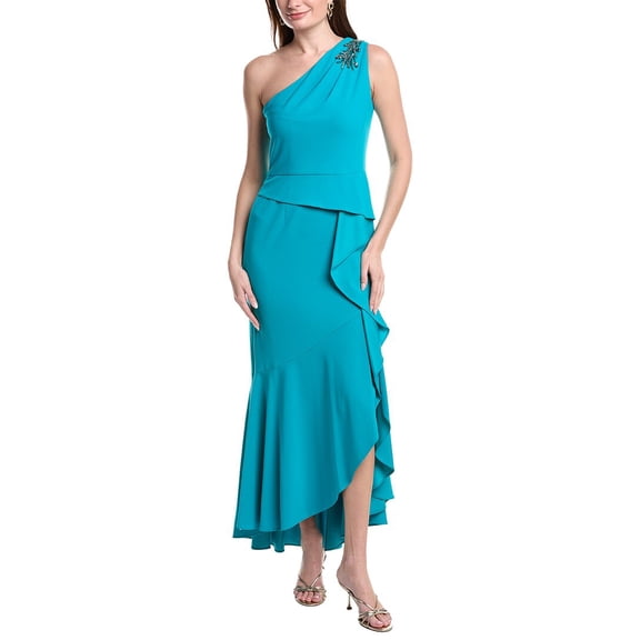 Adrianna Papell womens Sleeveless Solid Maxi Dress, 12, Blue