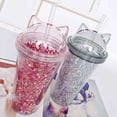 thumbnail image 2 of Vaso Glitter HappyWare con Popote y Tapa con Orejas de Gato Gris 400ml, 2 of 3
