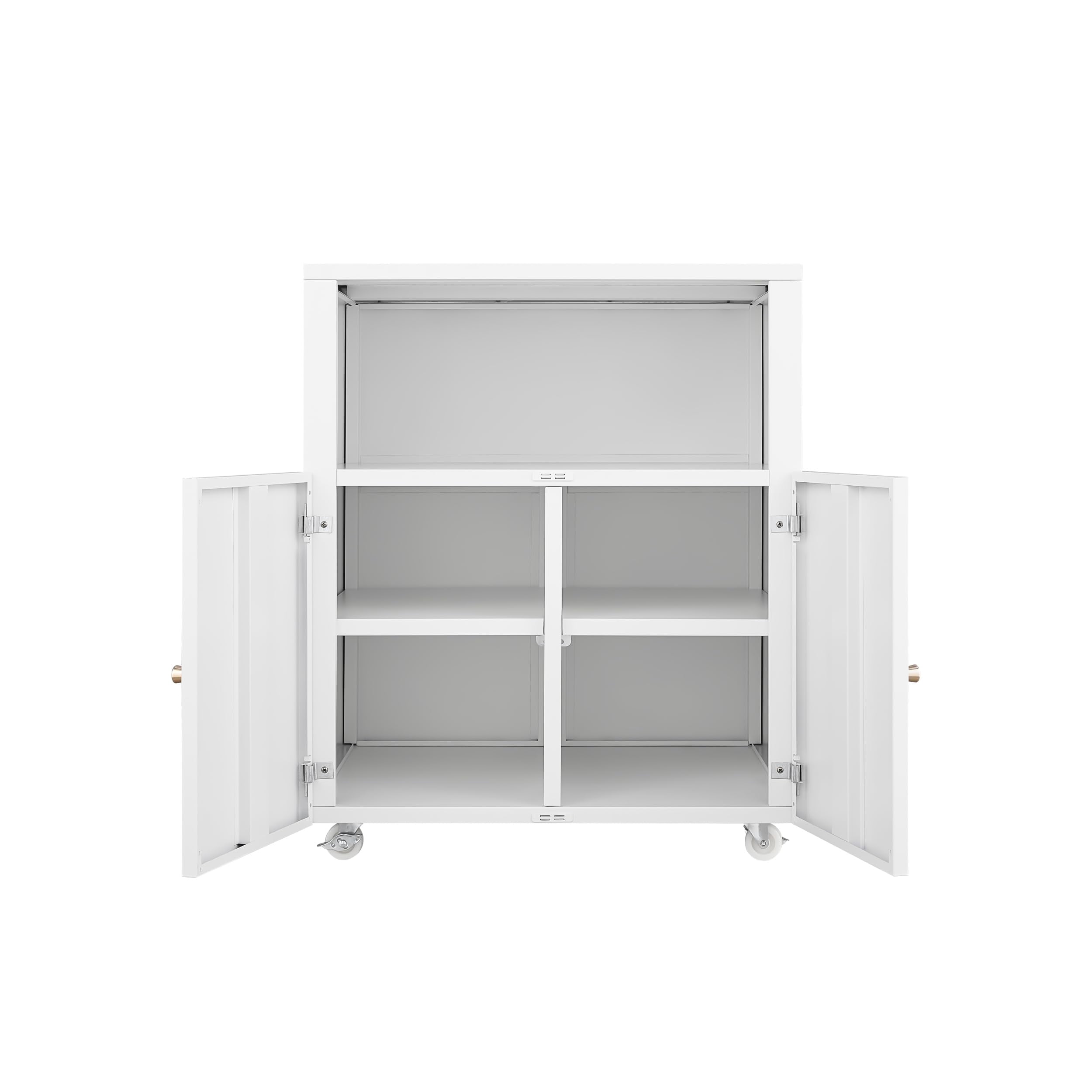 M optimized Metal Printer Cabinet with Storage, Heavy Duty Rolling 3D Printer Stand with 2 Doors, Under Desk File Cabinet for Home Office Corner and Small Spaces