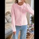 thumbnail image 5 of Suéteres Tipo Cárdigan de Punto para Mujer, de Principios de Otoño, de Larga, con Abertura Frontal y Botones, Chaqueta Corta Informal de Moda. Rosa L, 5 of 8