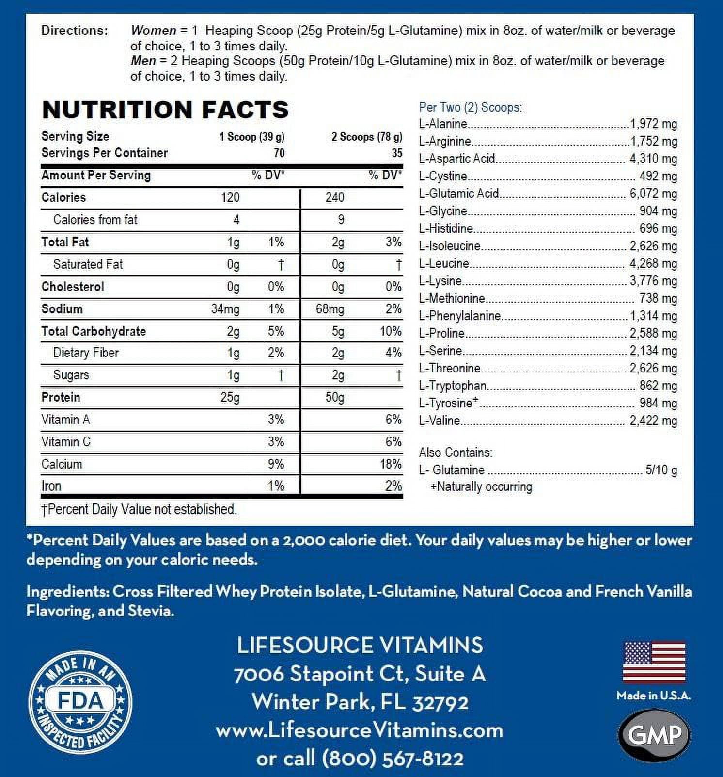 LifeSource Vitamins Whey Protein Isolate, US Dairy Cows Grass Fed Protein Powder, Double Chocolate Fudge, 6 lb